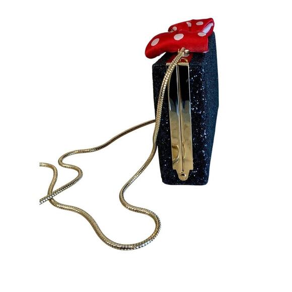 Kate Spade Minnie Mouse Black Glitter Bow Bag - Picture 3 of 10